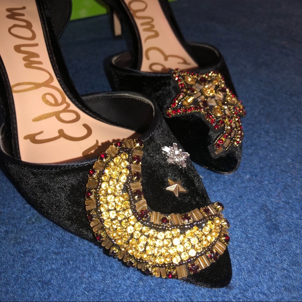 Sam Edelman velvet moon star beaded heels